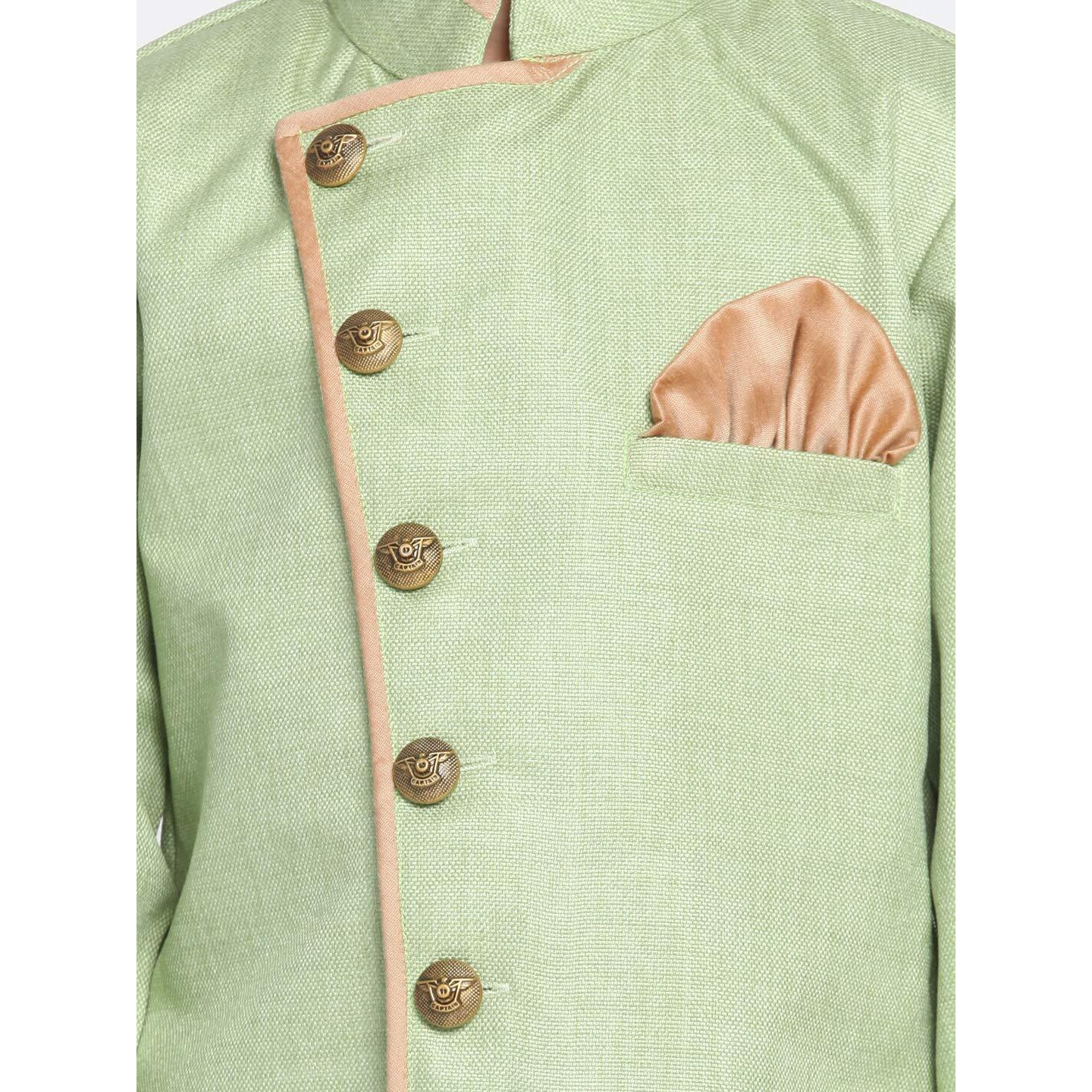 Jbn Creation Boys Cotton Blend Mint Green And Rose Gold Indowestern Sherwani And Dhoti Set_Jbnbciw124Mgncdrg_18