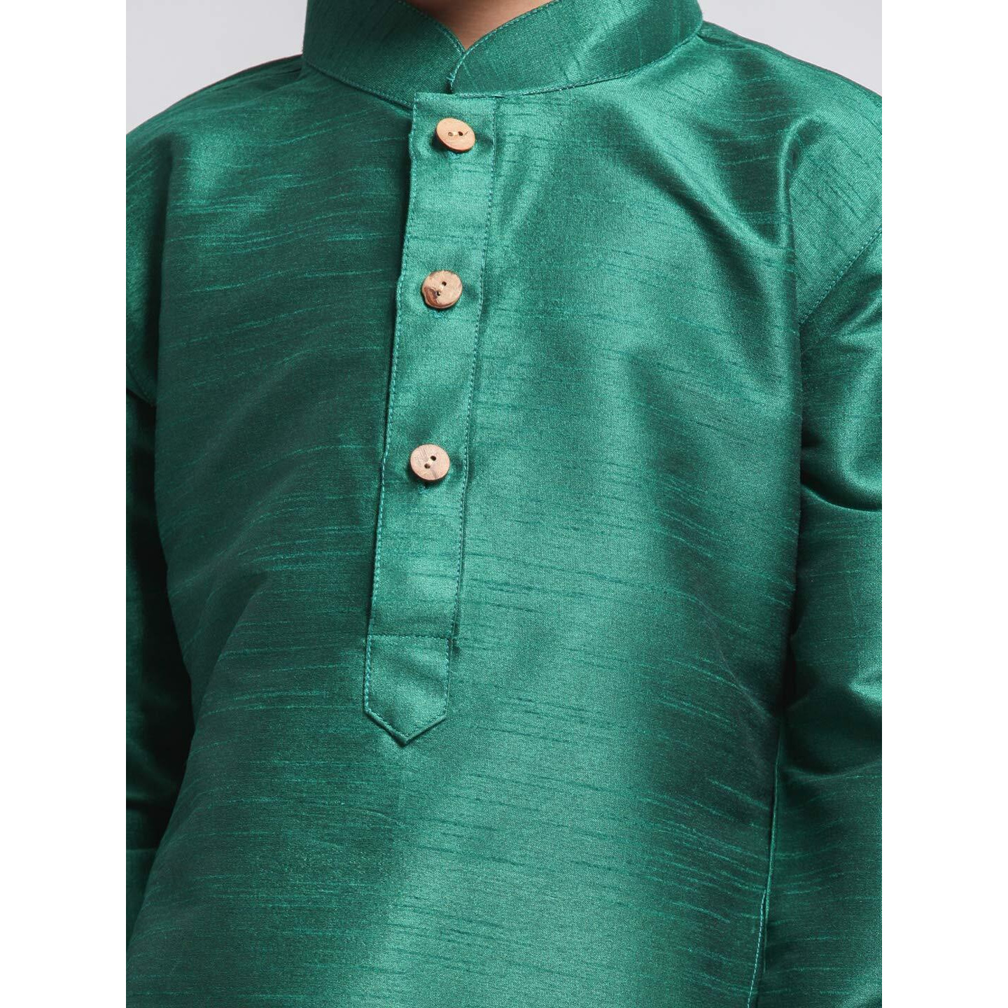 Jbn Creation Boys' Bottle Green And Chutney Silk Blend Kurta And Dhoti Set (B1590)