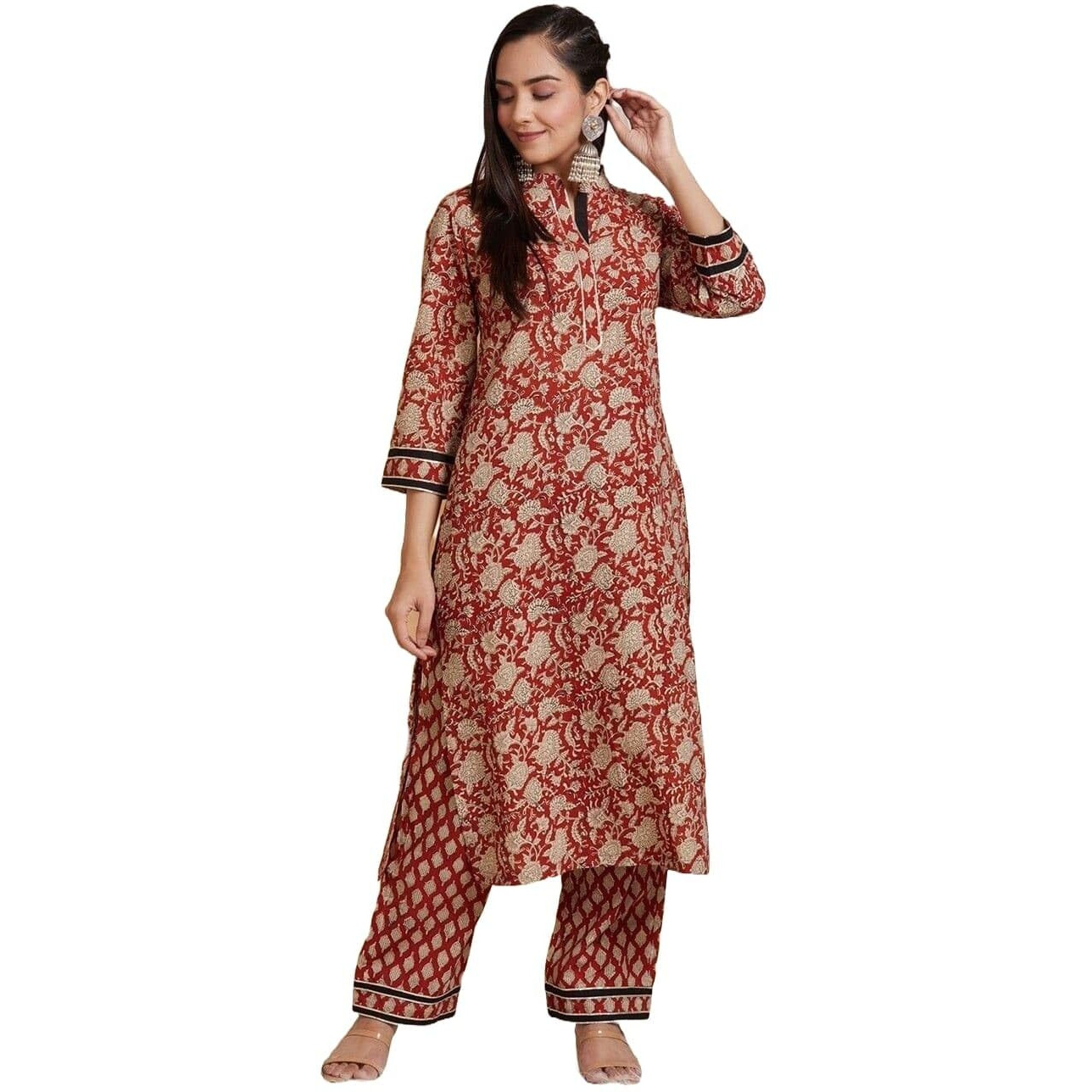 Lookmark Kurta Set Fashion Fusion At Its Finest Experience The Perfect Blend Of Fashion And Tradition With Our Printed Sets Maroon