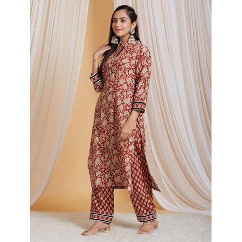 Lookmark Kurta Set Fashion Fusion At Its Finest Experience The Perfect Blend Of Fashion And Tradition With Our Printed Sets Maroon