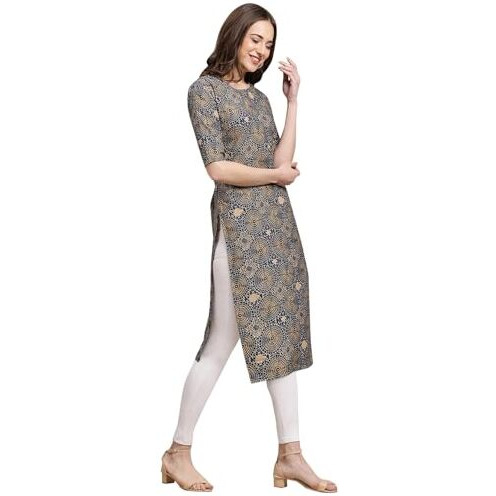 Pinkmint Women's Crepe Digital Print Straight Kurta Pack Of 6 [Cr-369-338-329-337-366-341-L]