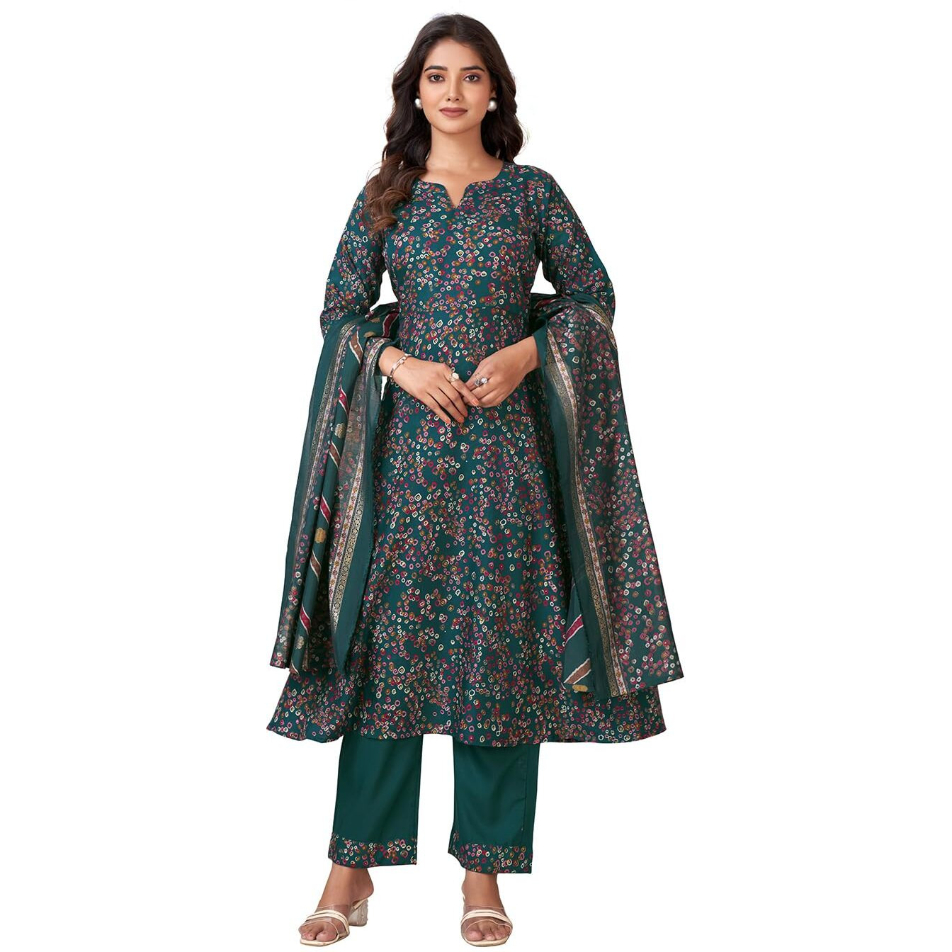 Pratham Blue Women's Rayon Floral Regular Kurta Set (Pb-6229-Xxl_Grey