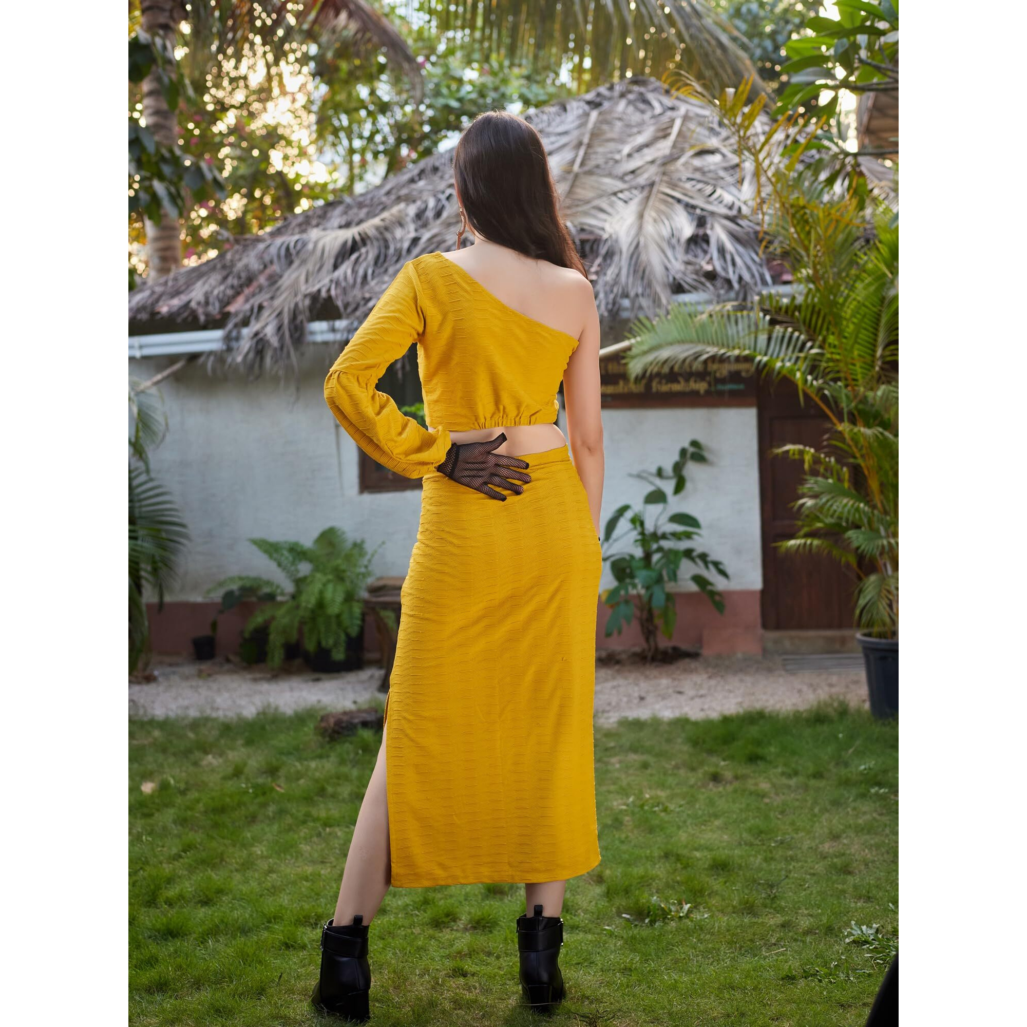 Purvaja Womens Midi Co-Ords (Nixa-012-Yellow_Yellow_X-Large)