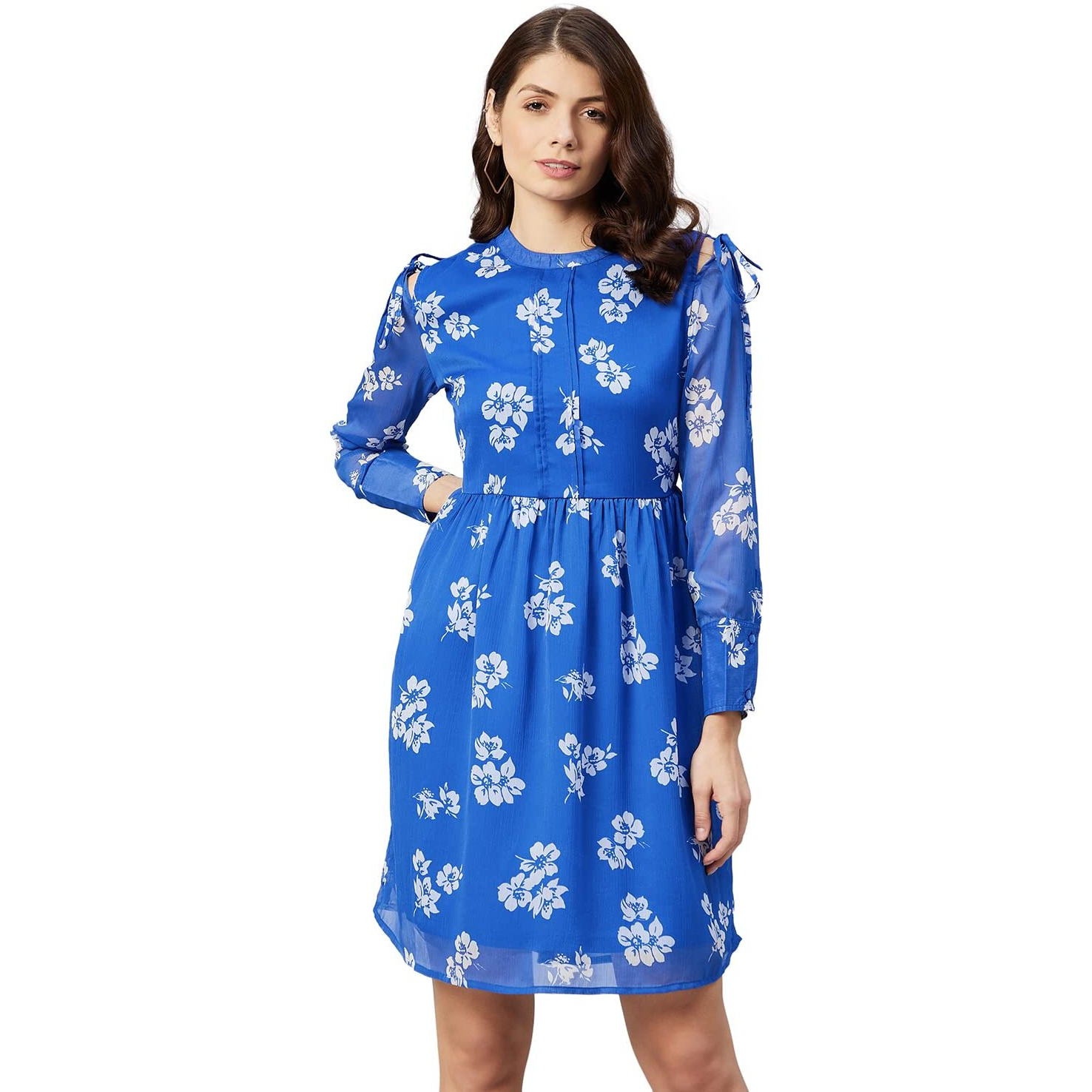 Rare Women's Chiffon A-Line Above The Knee Dress (Ep2978_Blue_M)