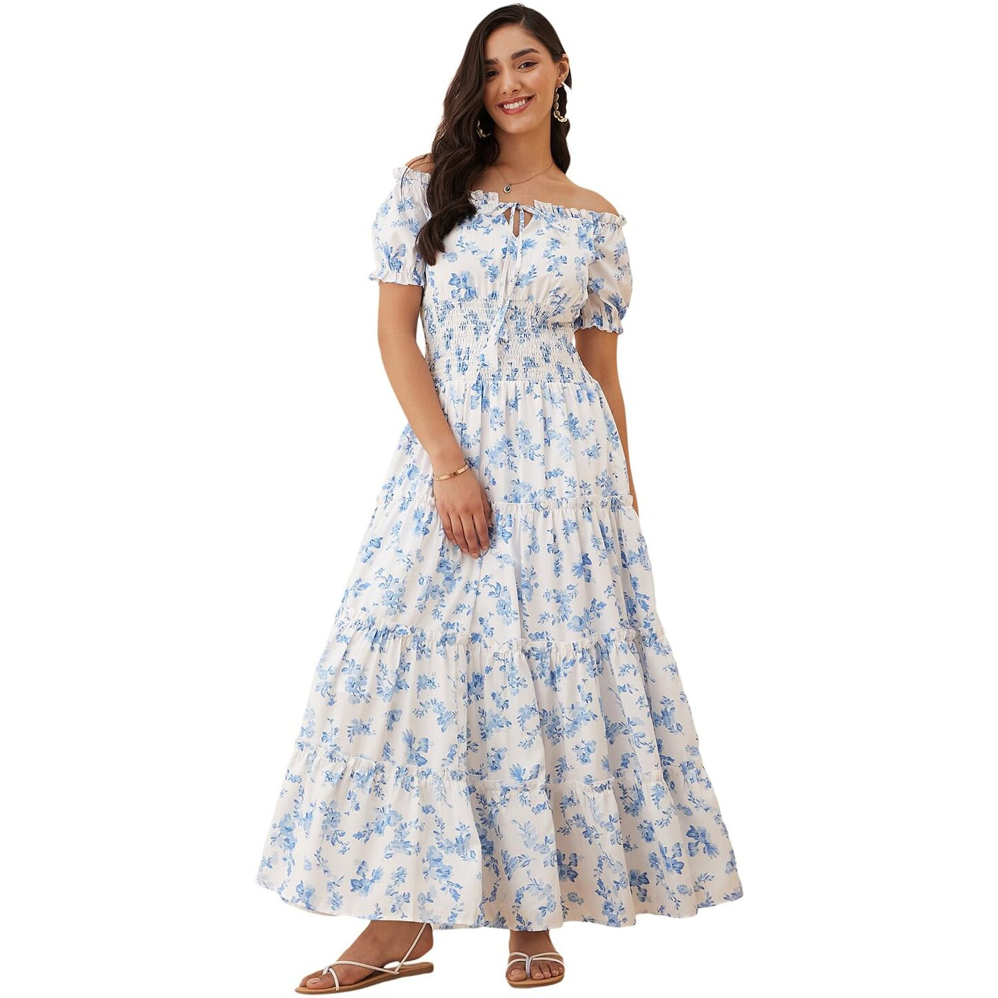 Rare Women's Regular Fit Fit And Flare Dress (Ep7546C_White L)