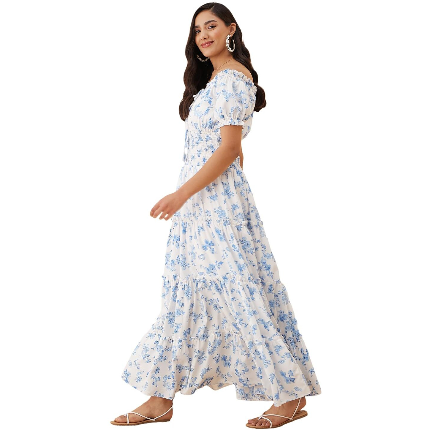 Rare Women's Regular Fit Fit And Flare Dress (Ep7546C_White L)