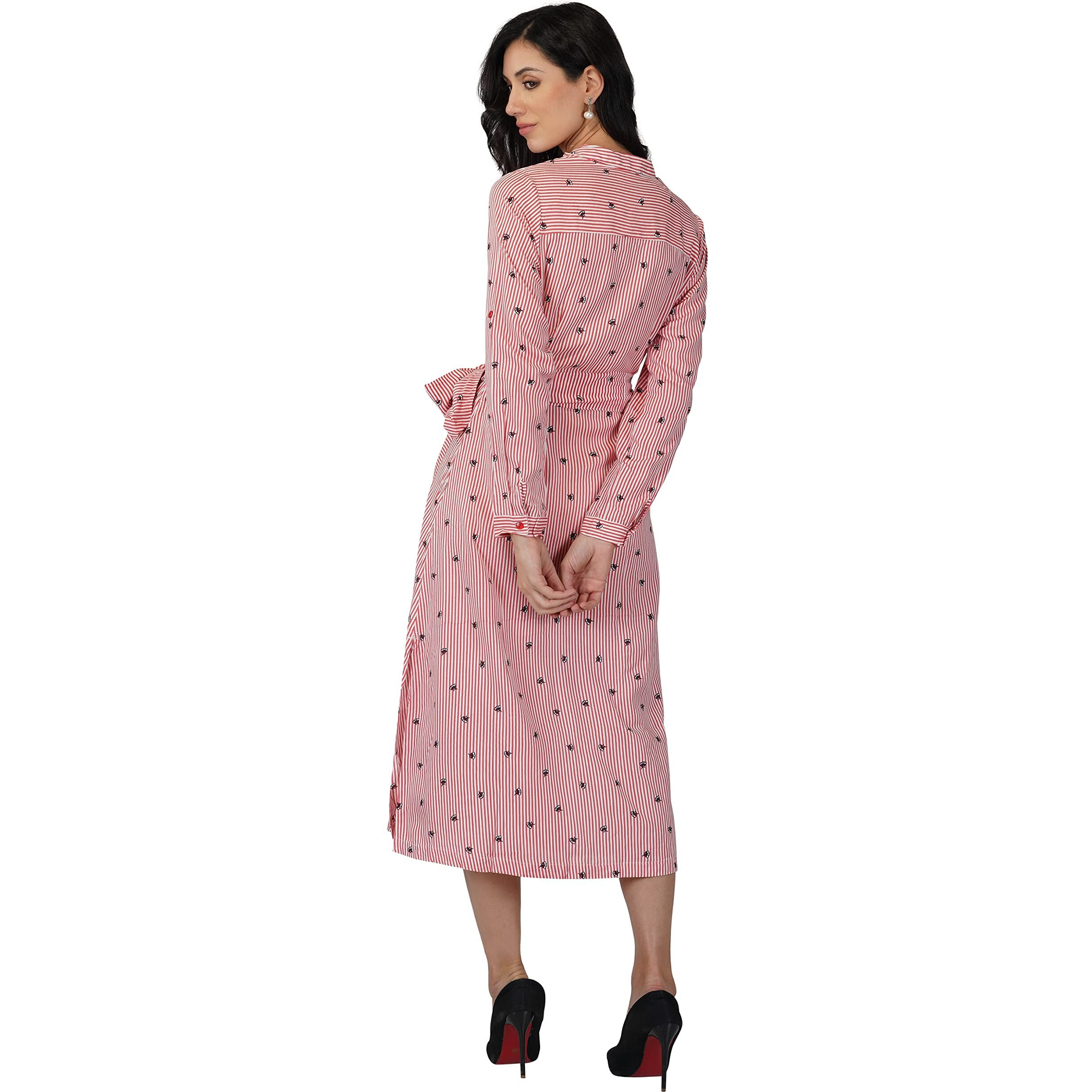 Rytras Women's A-Line Knee Length Maxi Western Dresses For Women(Rytdrs21_Pink_Xl)