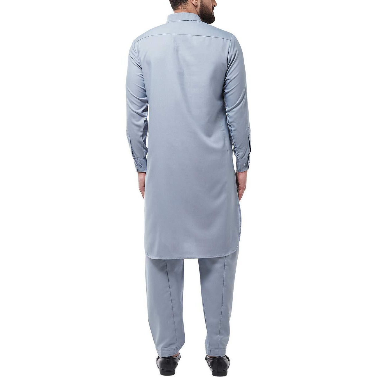 Sojanya (Since 1958 Men's Cotton Blend Grey Pathani Kurta With Salwar Set Size L