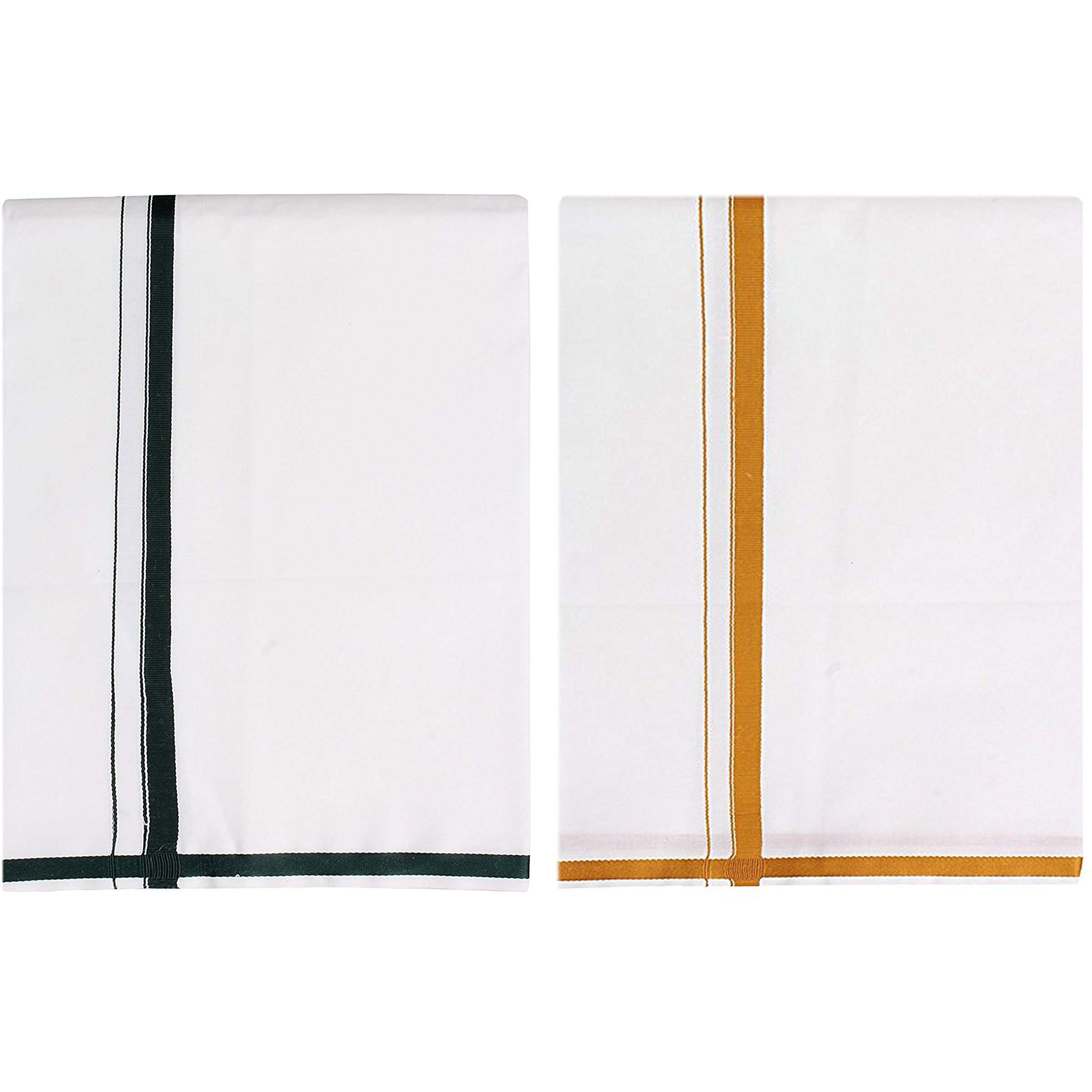 Prakasam Cotton Mens Fantacy Cotton Single (1.30X2.00 Meter) 2 Colour Combo Dhoti (Combo-20)