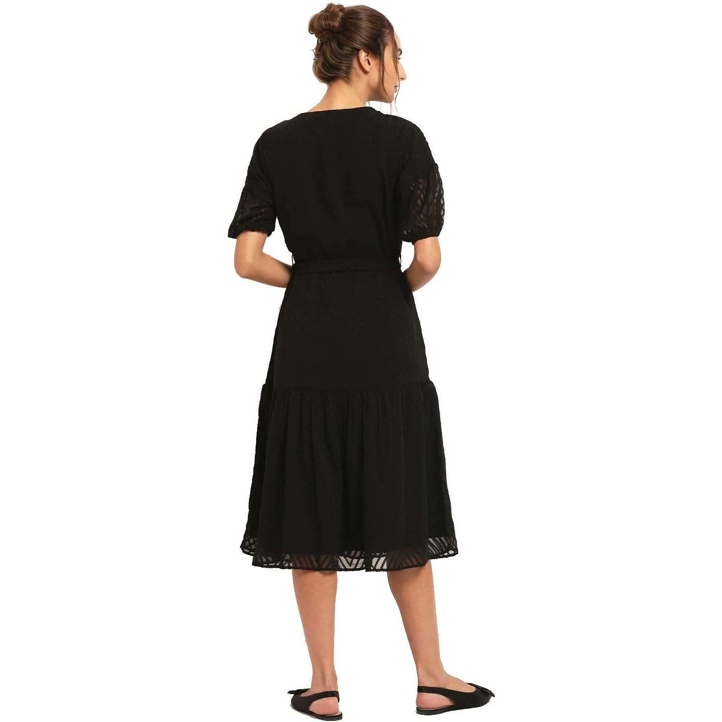 Rare London Women's Standard Length Midi Casual Dress (Ep31080-Xl_Black_X-Large_Black_Xl)