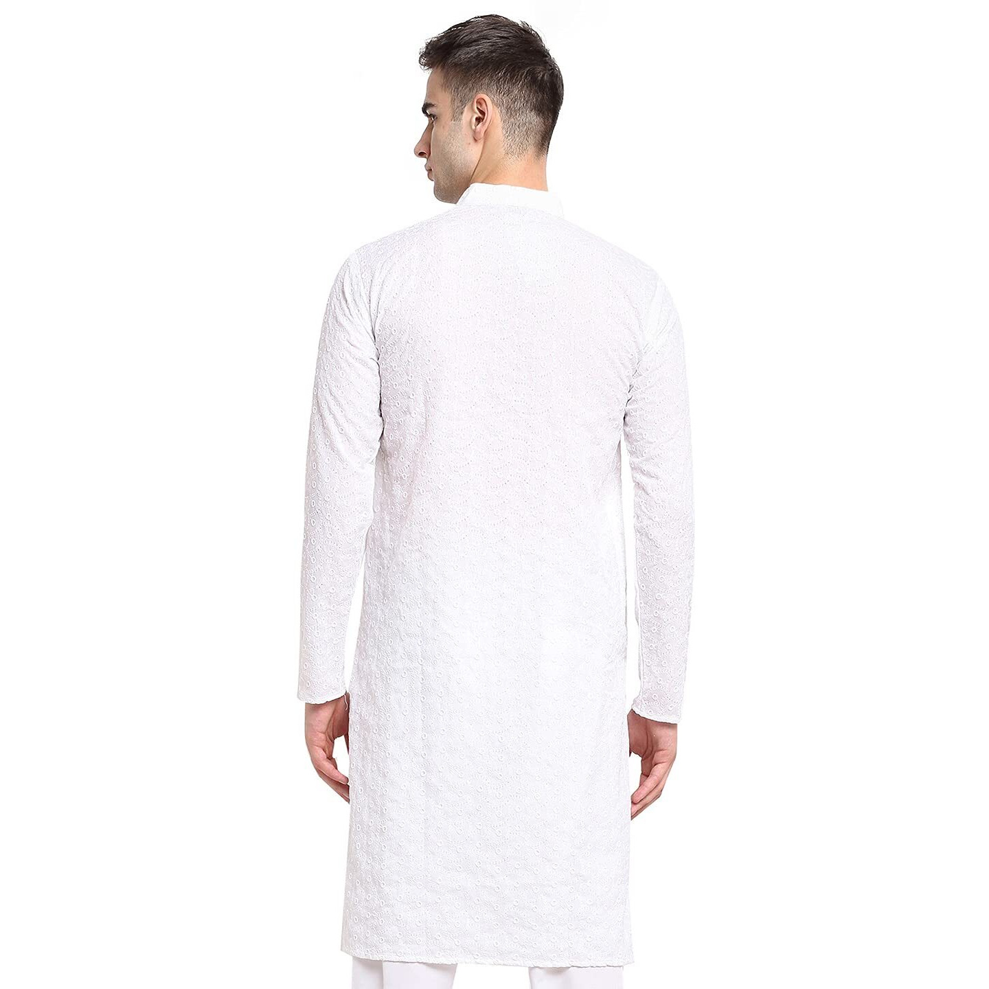 Jompers Men White Self Design Kurta (Sky, Xxl)