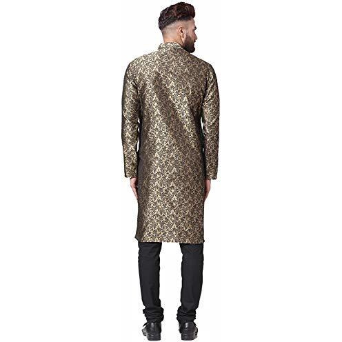 Jompers Men's Silk Kurta Pyjama Set (Golden_Xxl)