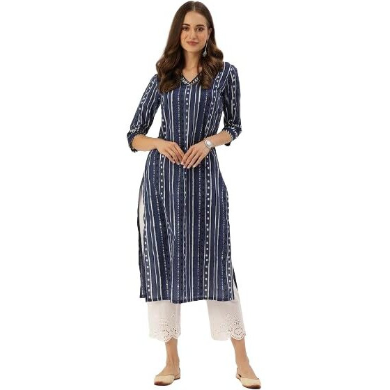 Varanga Women Olive Bhandhani Print Gota Yoke Embroidered Kurta With Round Neck, Tassel Detailing, Three-Quarter Sleeves, Straight Kurta With Side Slits (Small)
