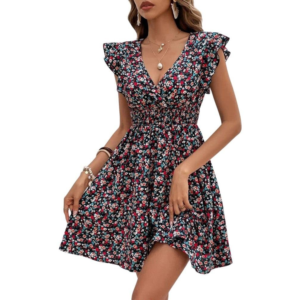 Dhruvi Trendz Womens Rayon Women Western Dresses Regular Fit A-Line (Dt-Wd1111_Red_S)