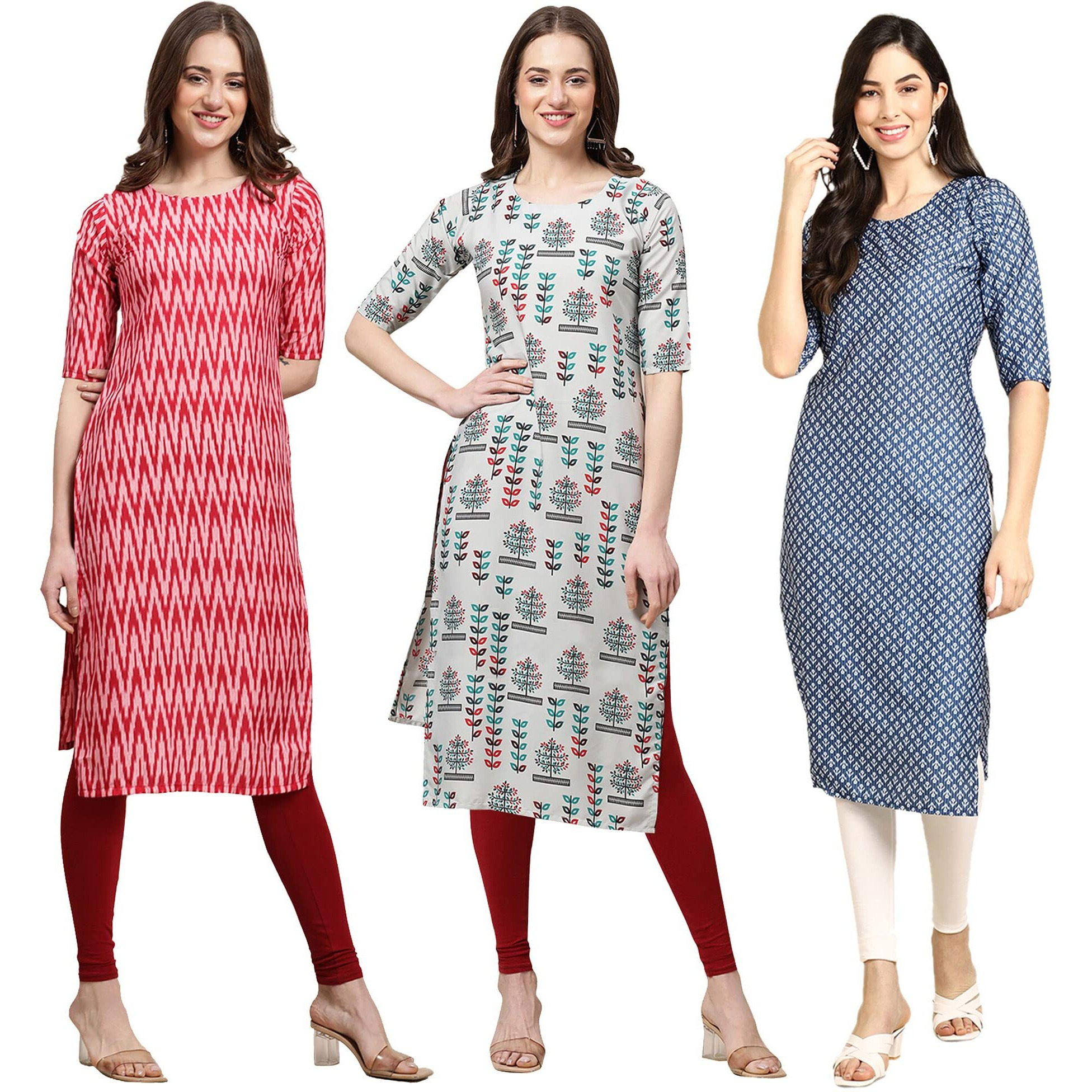 Pinkmint Women's Crepe Digital Print Straight Kurta (D-328-340-367_S)