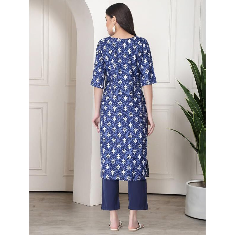 Pinkmint Women's Crepe Printed Kurta Pant Straight Kurta Set For Women(Pack Of 3)