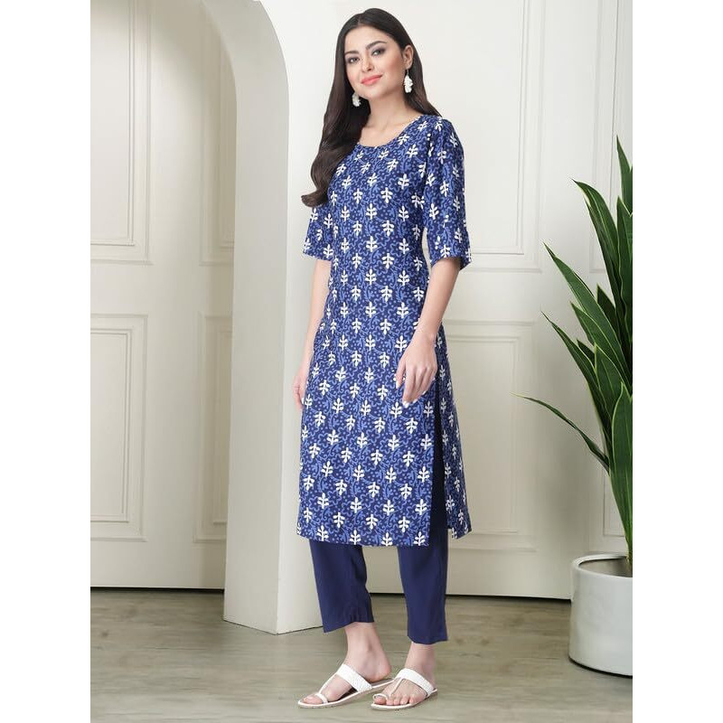 Pinkmint Women's Crepe Printed Kurta Pant Straight Kurta Set For Women(Pack Of 3)