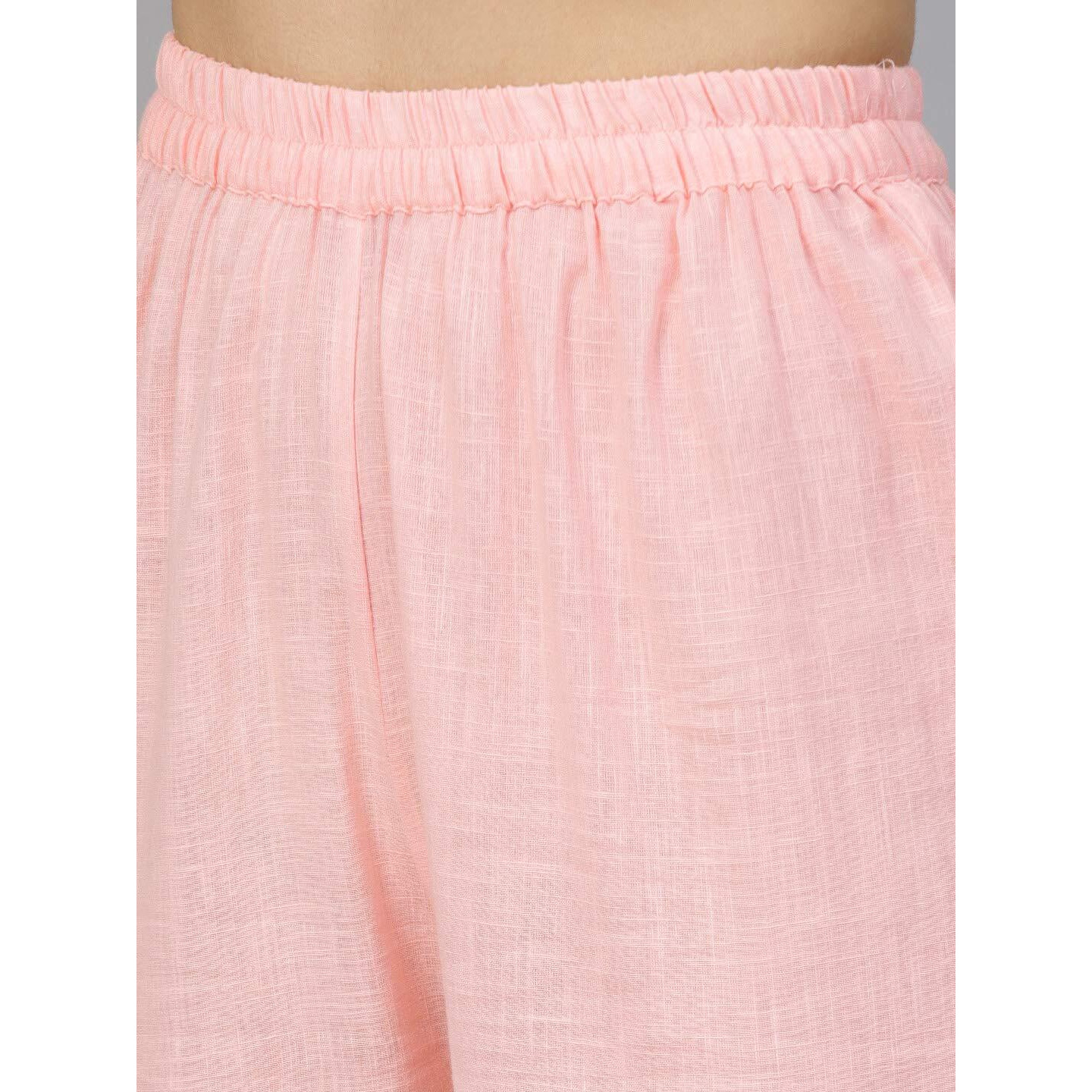 Idalia Cream And Baby Pink Hand Block Print Kurta With Cotton Pants