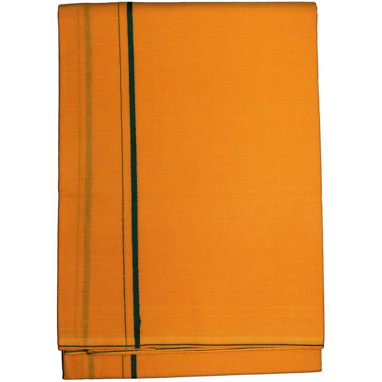 Prakasam Cotton Mens Single Colour Dhoti/Single Mundu/1.28X2.00 Meter Single Dhoti (Mango)