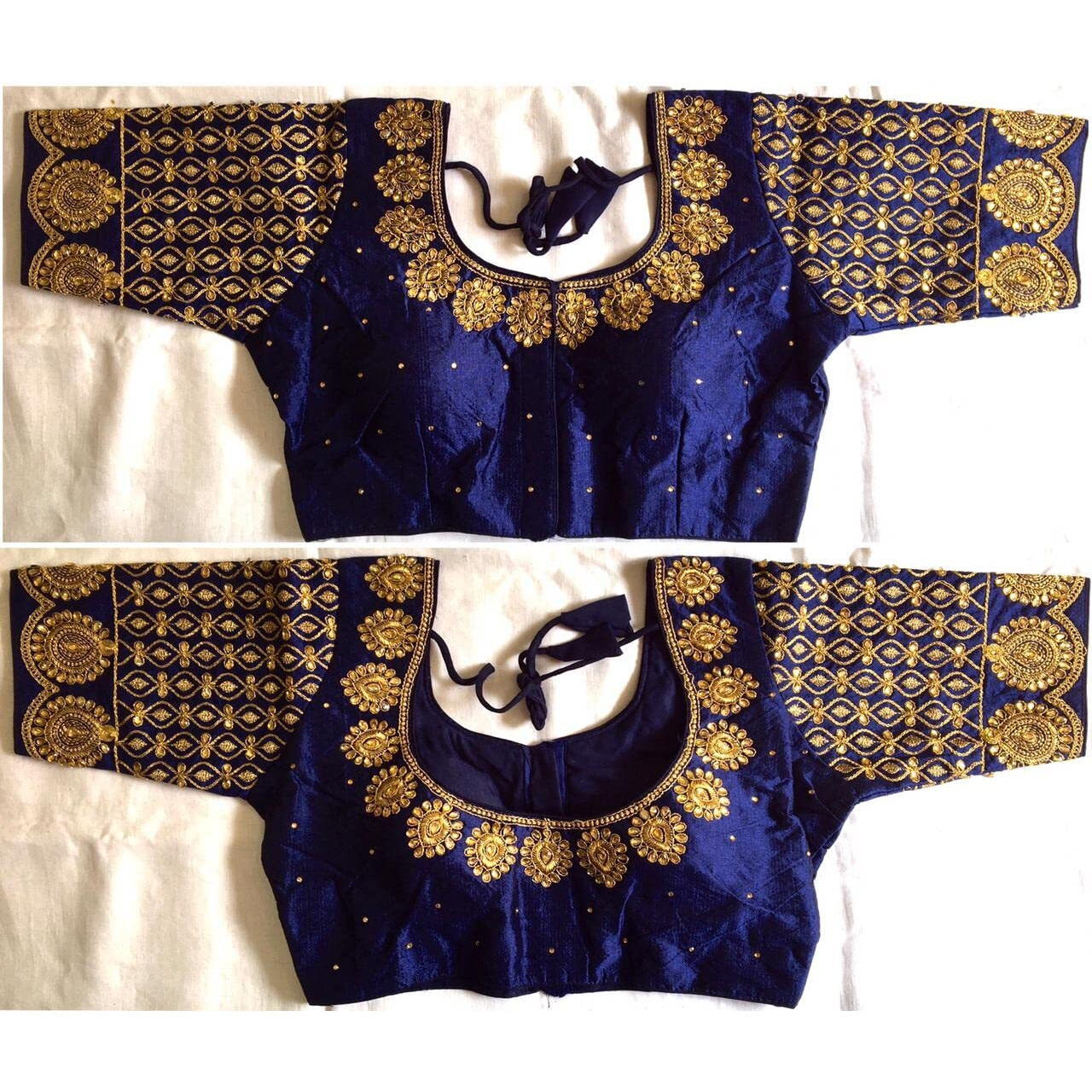Pujia Mills Women's Silk Embroidery Coding Multi Work Readymade Saree Blouse