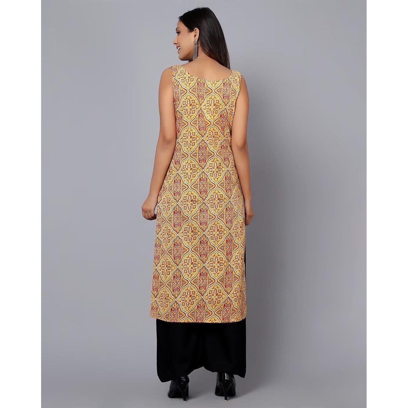 Patlani Women's Crepe Full Stitched Kurti. Orange