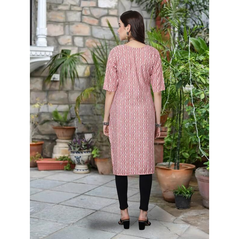 Pinkmint Festival Wear Printed Crepe Kurti's For Women's Ll Ethnic Kurti Ll Comfortable Kurti (Pack Of 6)