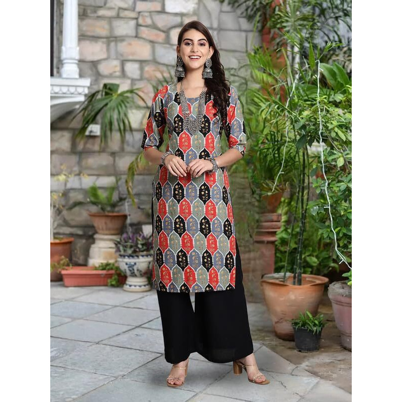 Pinkmint Festival Wear Printed Crepe Kurti's For Women's Ll Ethnic Kurti Ll Comfortable Kurti (Pack Of 6)