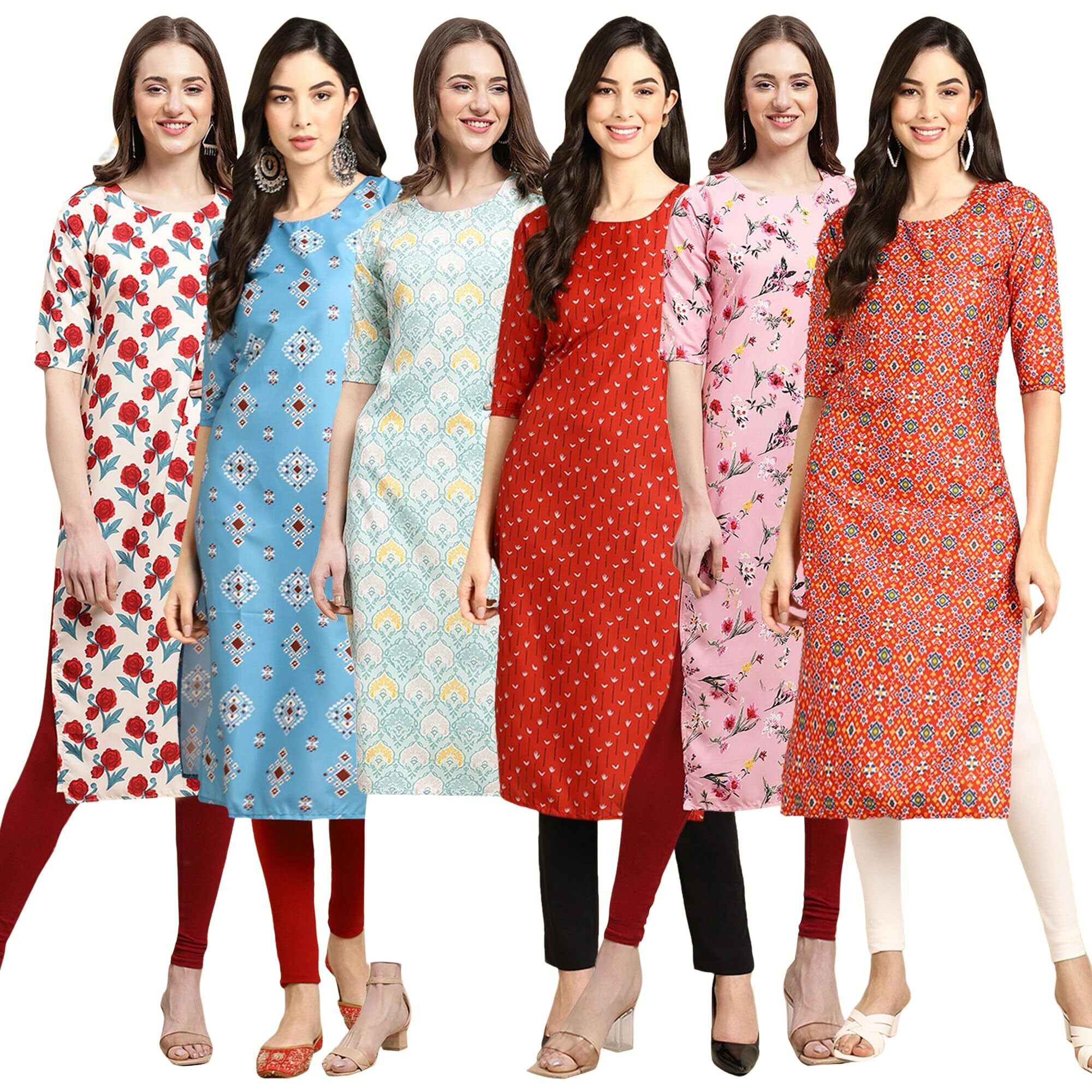 Pinkmint Women's Crepe Solid Regular Kurti (Ks01_Multicolor12