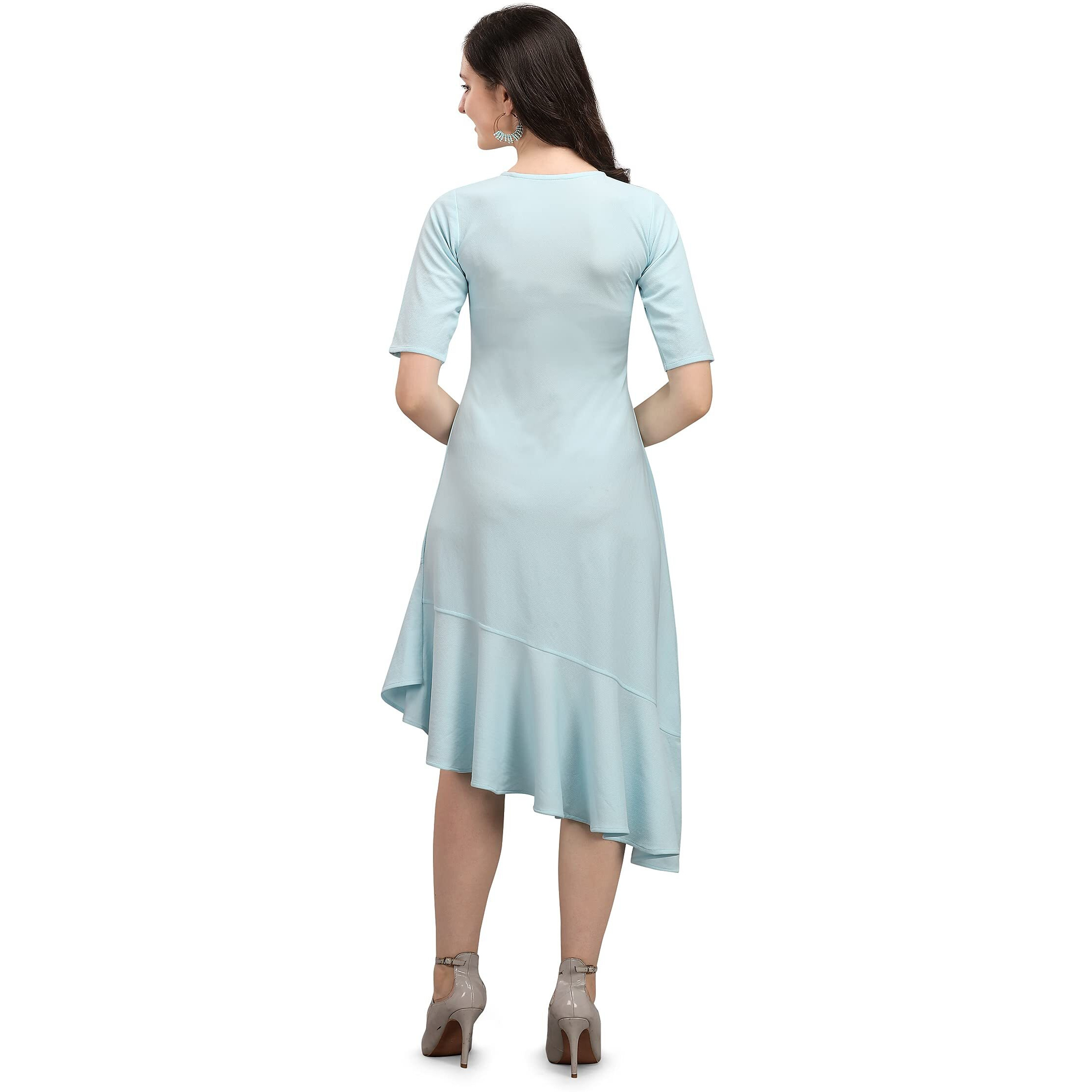 Purvaja Women's Corduroy Fit And Flare Knee-Length Dress (Ruby-028-Sb-M_Sky Blue