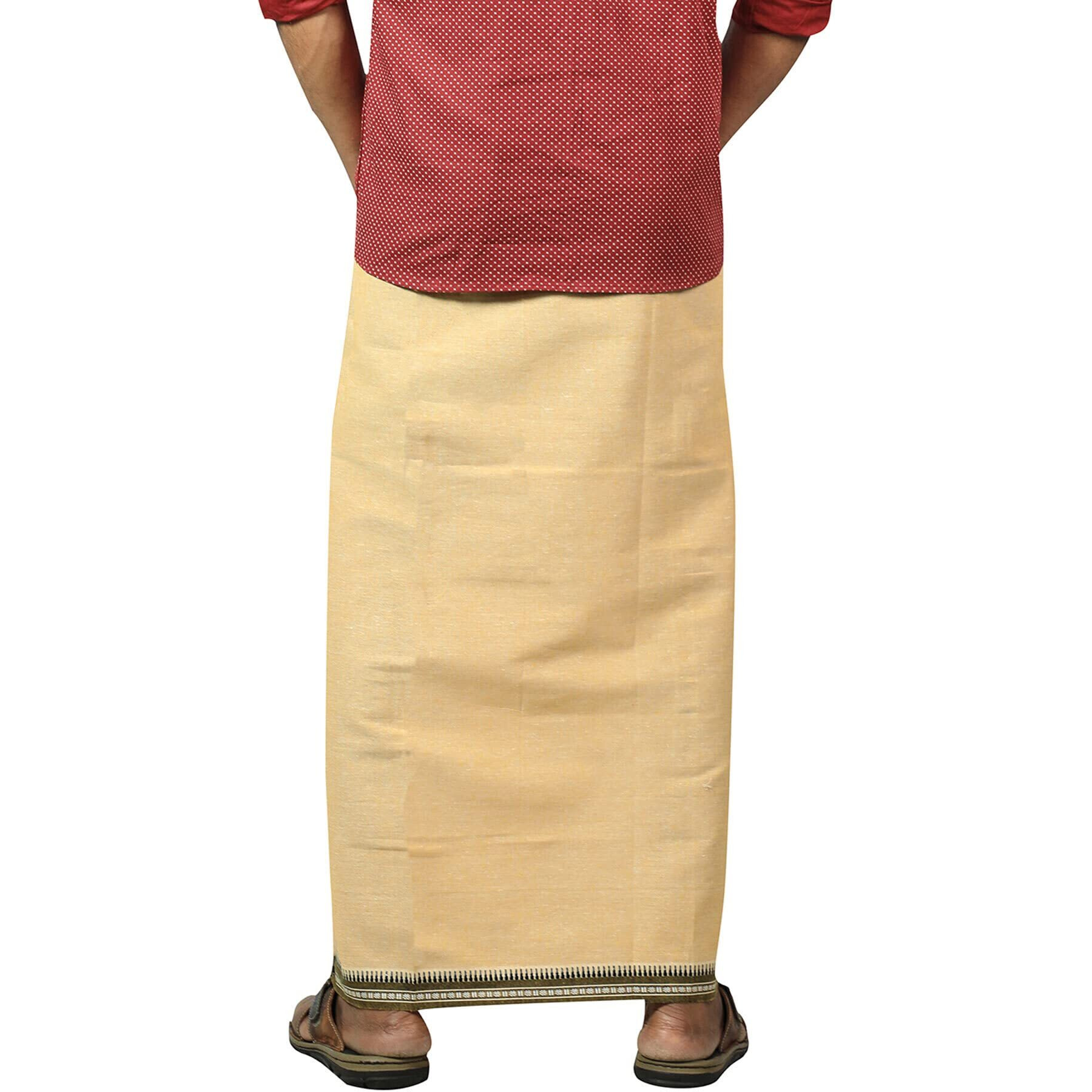 Prakasam Cotton Mens Kerala Thalapathi Border 2Way Pocket (Right &Left Side) Flexi Size (Adjustable) Colour Dhoti With 2 Side Pocket (Large, Violet)