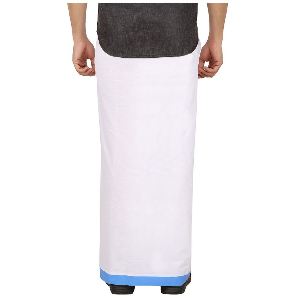 Prakasam Cotton Men's Cotton Single Dhoti (Light Blue)/ Single Dhoti (1.30X2.00 Mtrs)