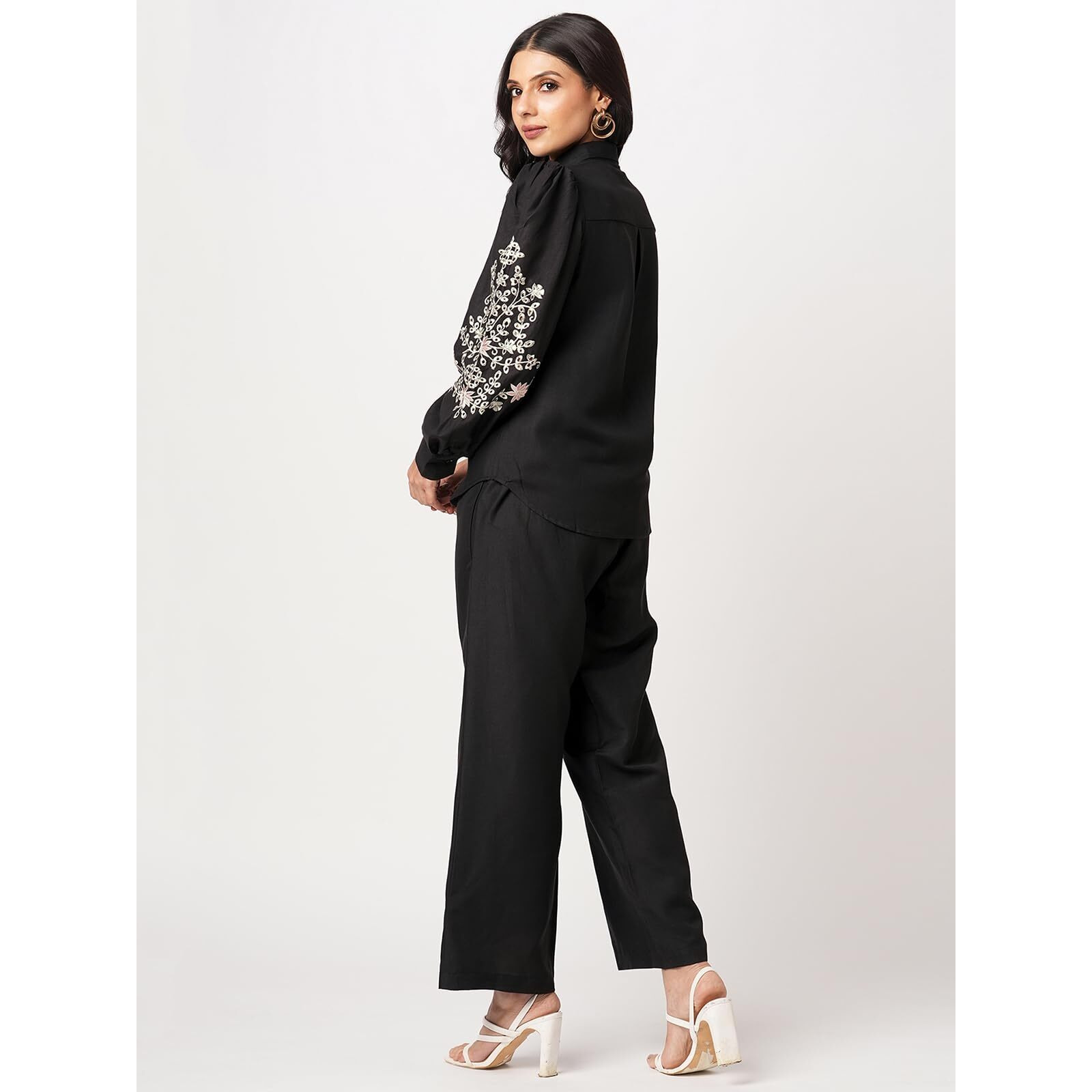 Selvia Women's Cotton Blend Co-Ords Ankle Length Dress (742Ctk8013N-M_Black