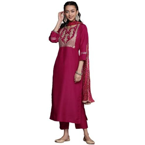 Varanga Women's Silk Blend Kurta Set (Nv_Vskd159_Purple