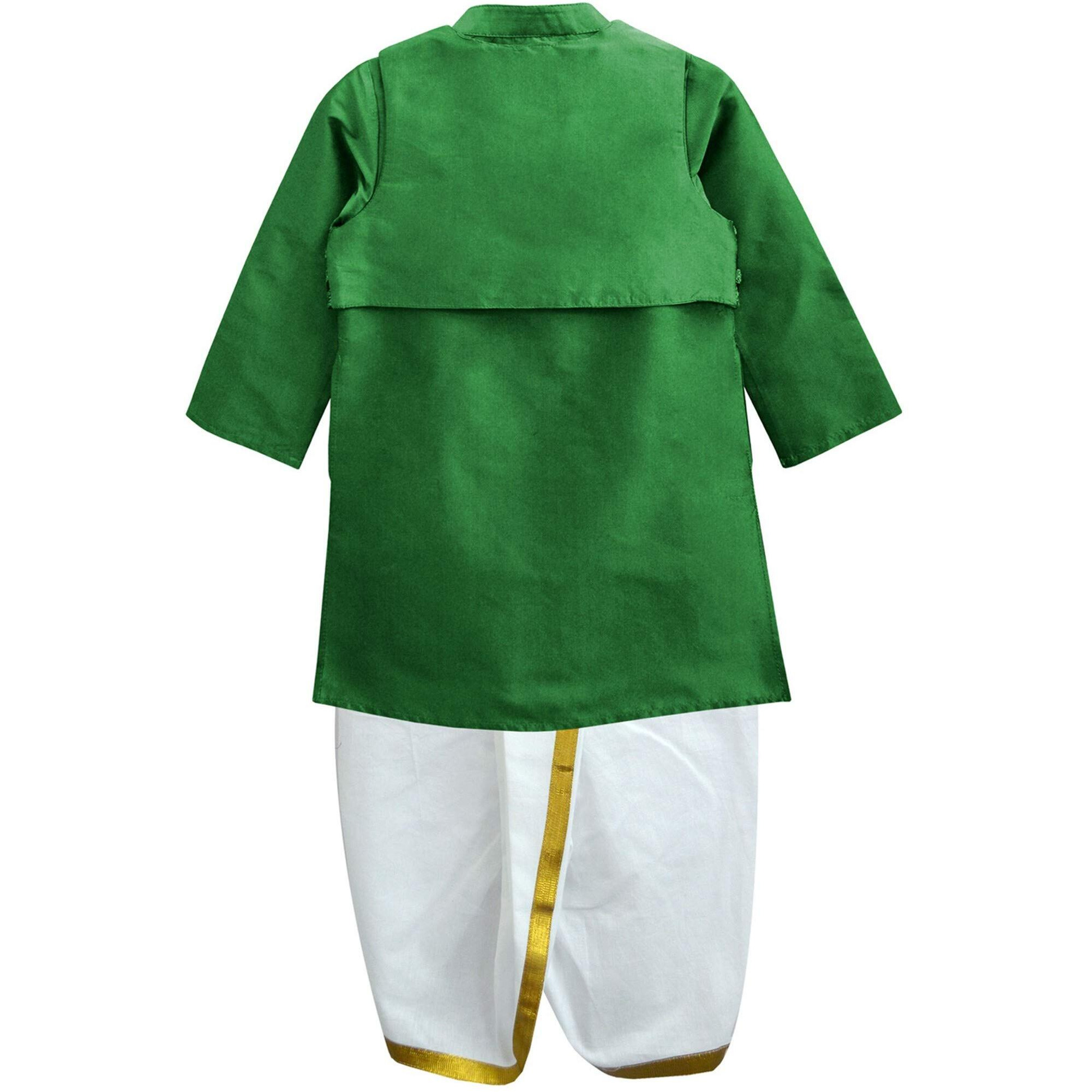 A.T.U.N. Boys' Regular Fit Dhoti (Bkls Lkm Grn_Green-White_4-5 Years)
