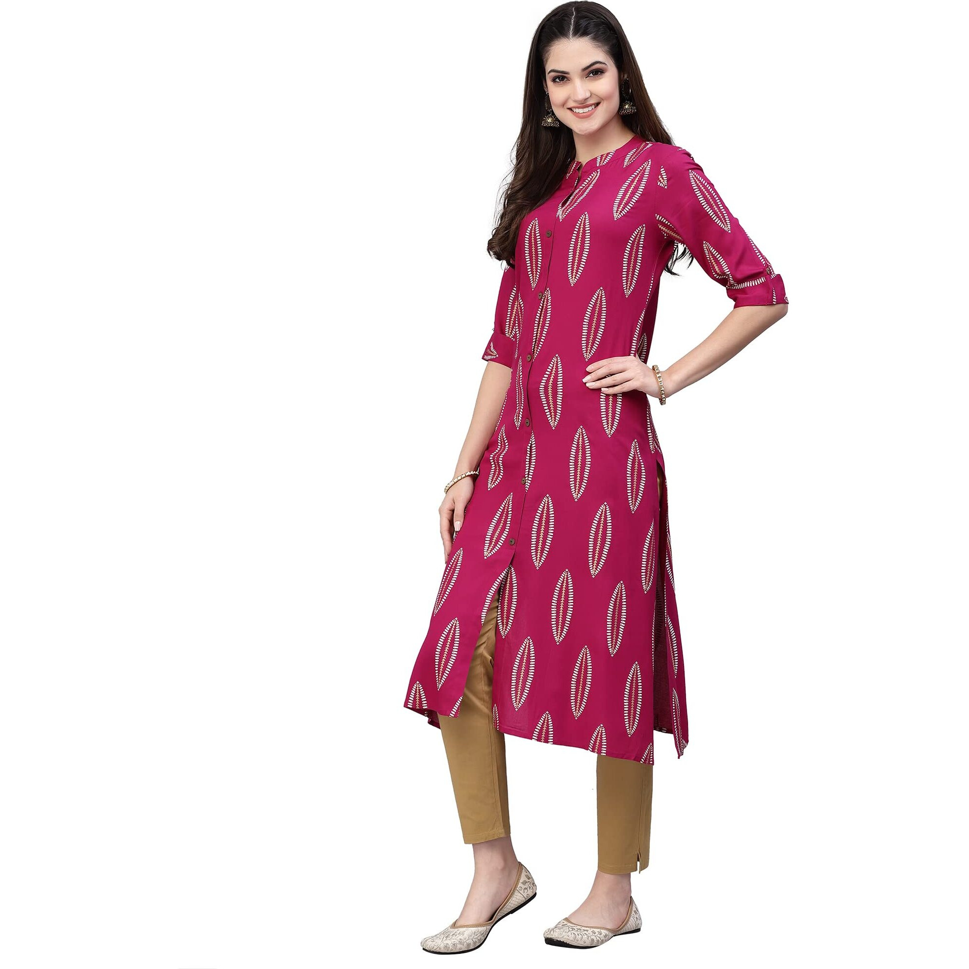 Stylum Women's Rayon A Line Kurta (Nomigem38_Pink Gem, M)