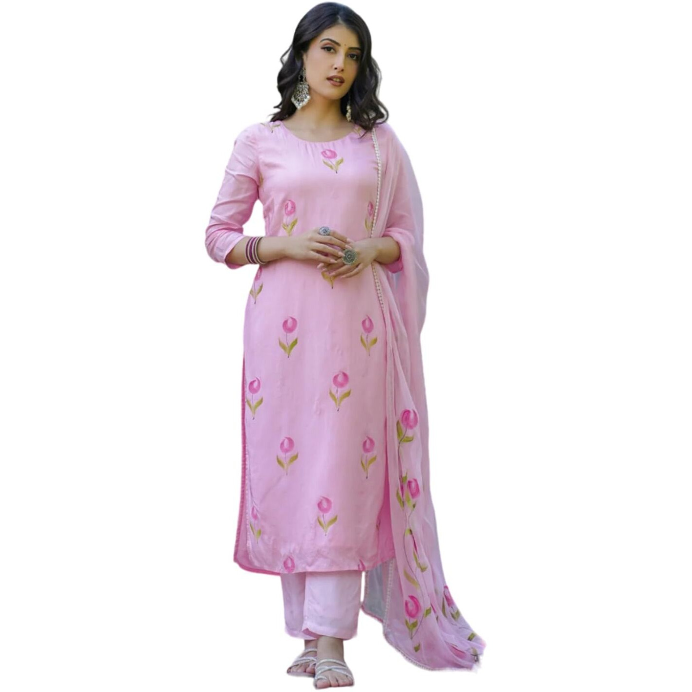 Fabnex Kurta Set For Women | Women Kurta Set | Women Kurta Sets Kurtis | Women Kurta Pant Set (K-103-Pink-M)