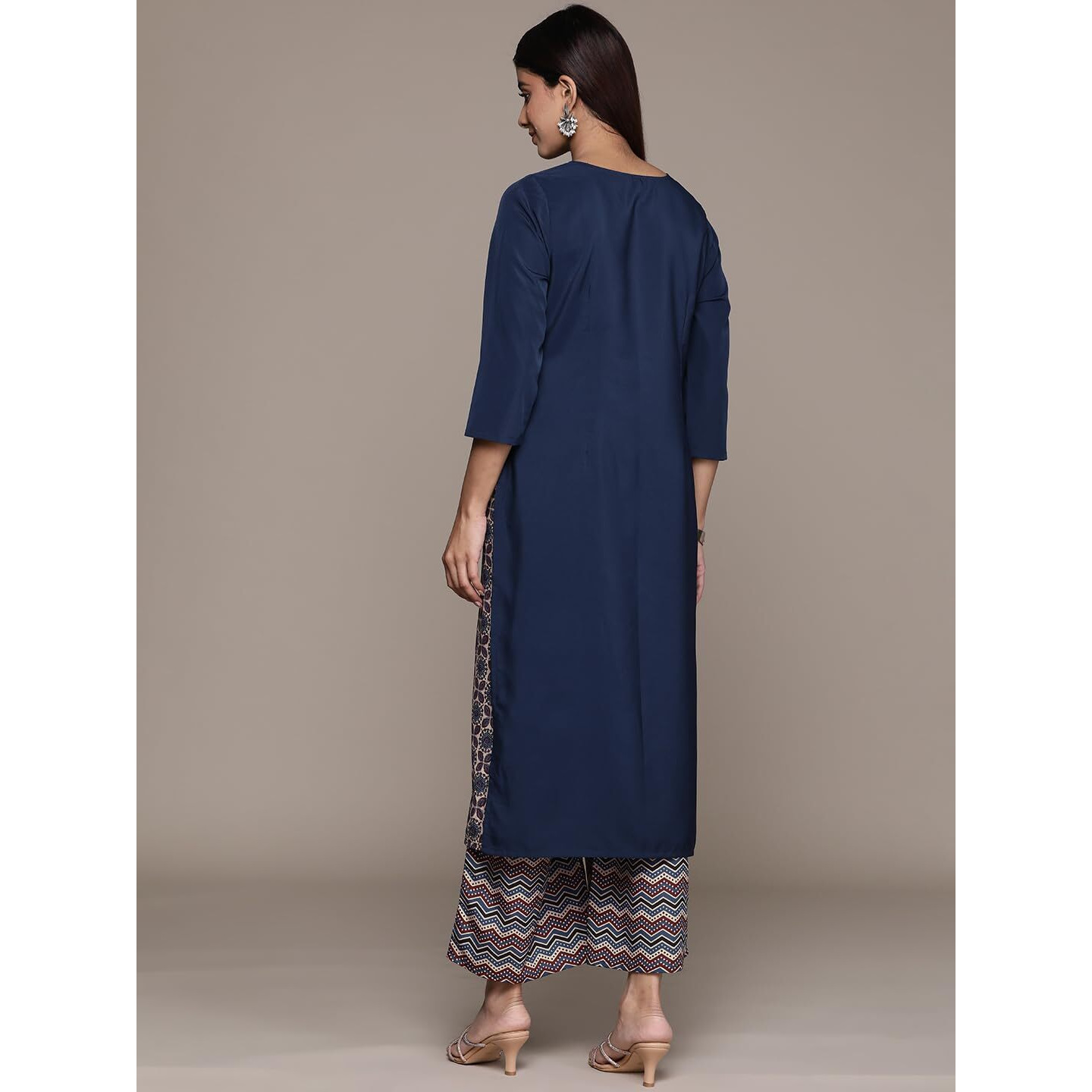 Ziyaa Women's Blue Crepe Straight Kurta And Palazzo Set (Zikucr4119Andpl-M