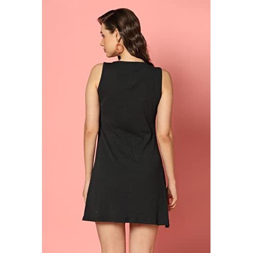 Greciilooks Women Ribbed Fit And Flare Regular Fit Western Dress (Black, X-Large)