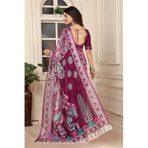 Greciilooks Cotton Sarees For Women | Saree Party Wear | Traditional Sarees For Women (Purple, Free)