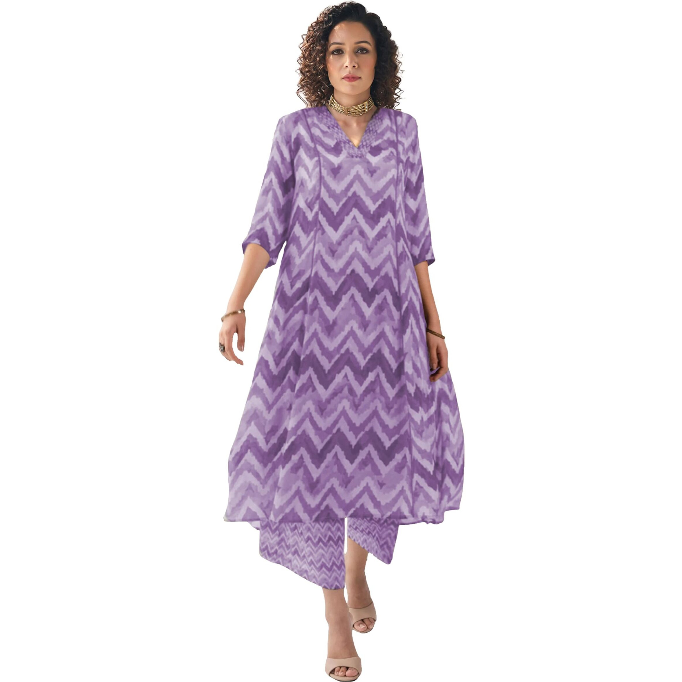Toochki Co Ord Set For Women | Casual Wear Pant Top Set | Fancy Co-Ord Set | Full Pair Set | Women Kurta Sets Kurtis | Two Piece Co Ord Sets | Coord Sets For Women | Printed Cotton Co Ord Set Purple