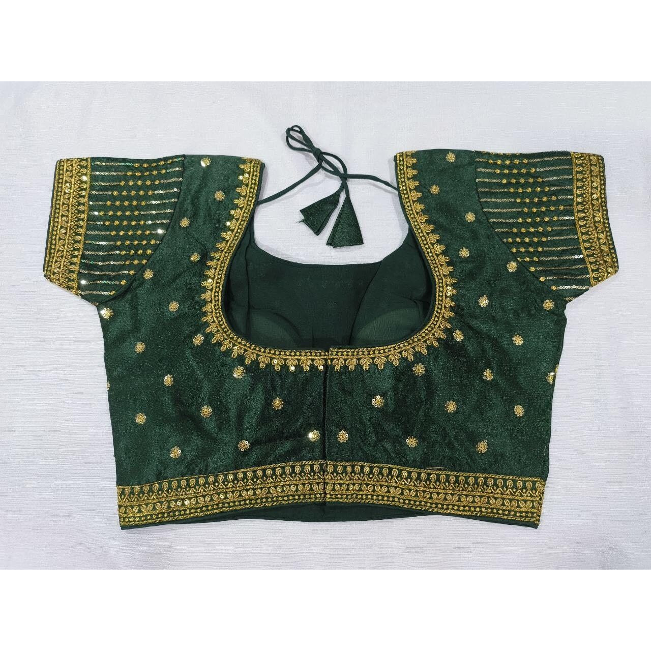 Vihu Fashion Women's Dark Green Readymade Blouse Embroidery Multi Coding Gold Thread Indian Ethnic Designer Blouse Stitched Women's Short Sleeve Saree Blouse For Women For Saree Lehenga Choli