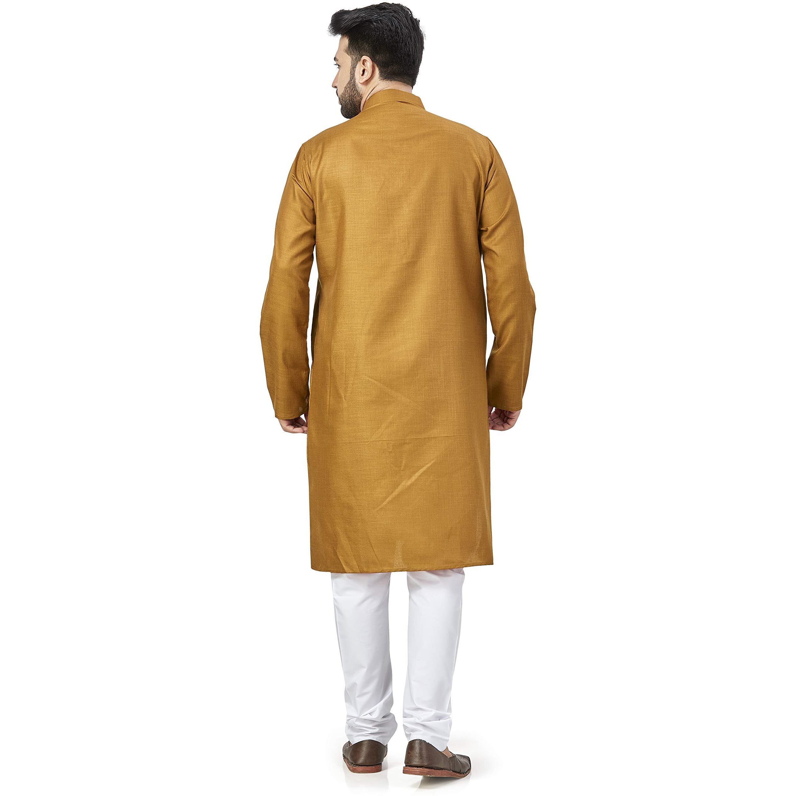 Be Active Men's Cotton Regular Fit Kurta (Rfsk0001 14-1-L_Yellow_L)
