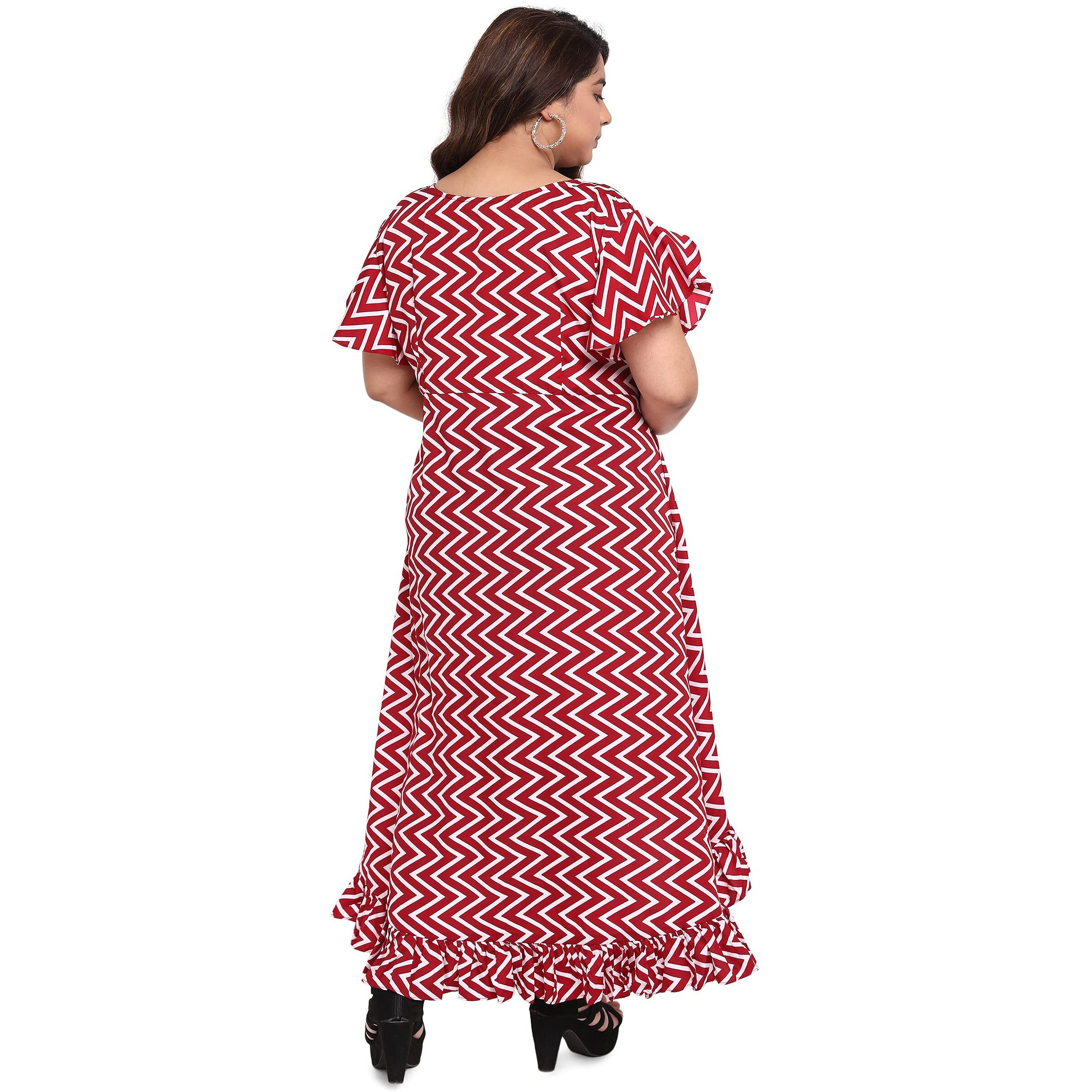 Oomph Women's Western & Fusion Wear Crepe Wrap Maxi Plus Size Dress - Crimson Red - Od231_5Xl