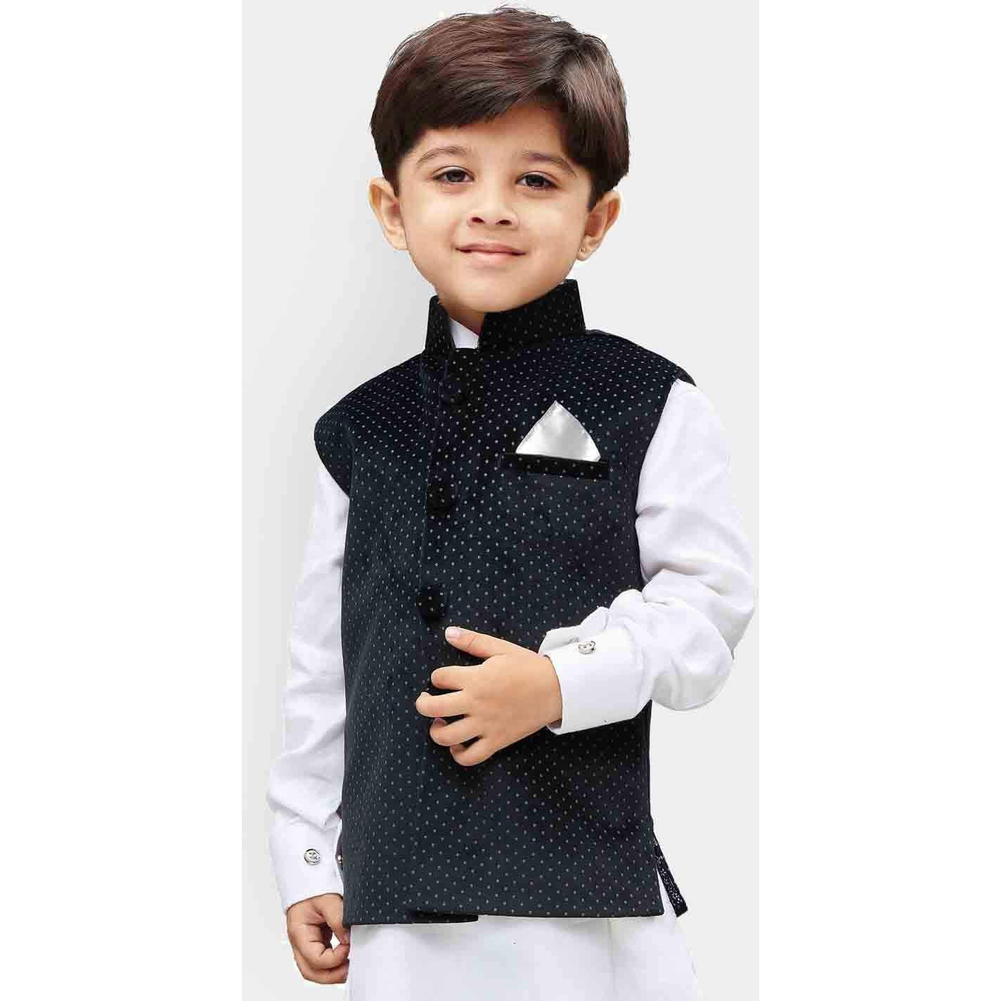 Jbn Creation Boys' Black Velvet Nehru Jacket_Vasbjbl014_36