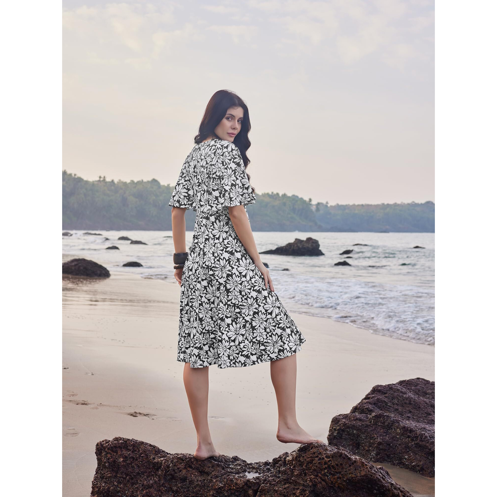 Purvaja Womens Fit & Flare Knee Length Dress (Wini-002-Unity_Black_X-Large)