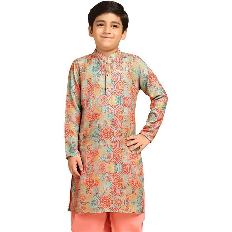 Kisah Boys Kurta | Pashmina Printed Ethnic Wear For Kids Wedding And Occasions-Kk-1025-5-6 Years Multicolour