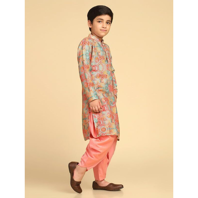 Kisah Boys Kurta | Pashmina Printed Ethnic Wear For Kids Wedding And Occasions-Kk-1025-5-6 Years Multicolour