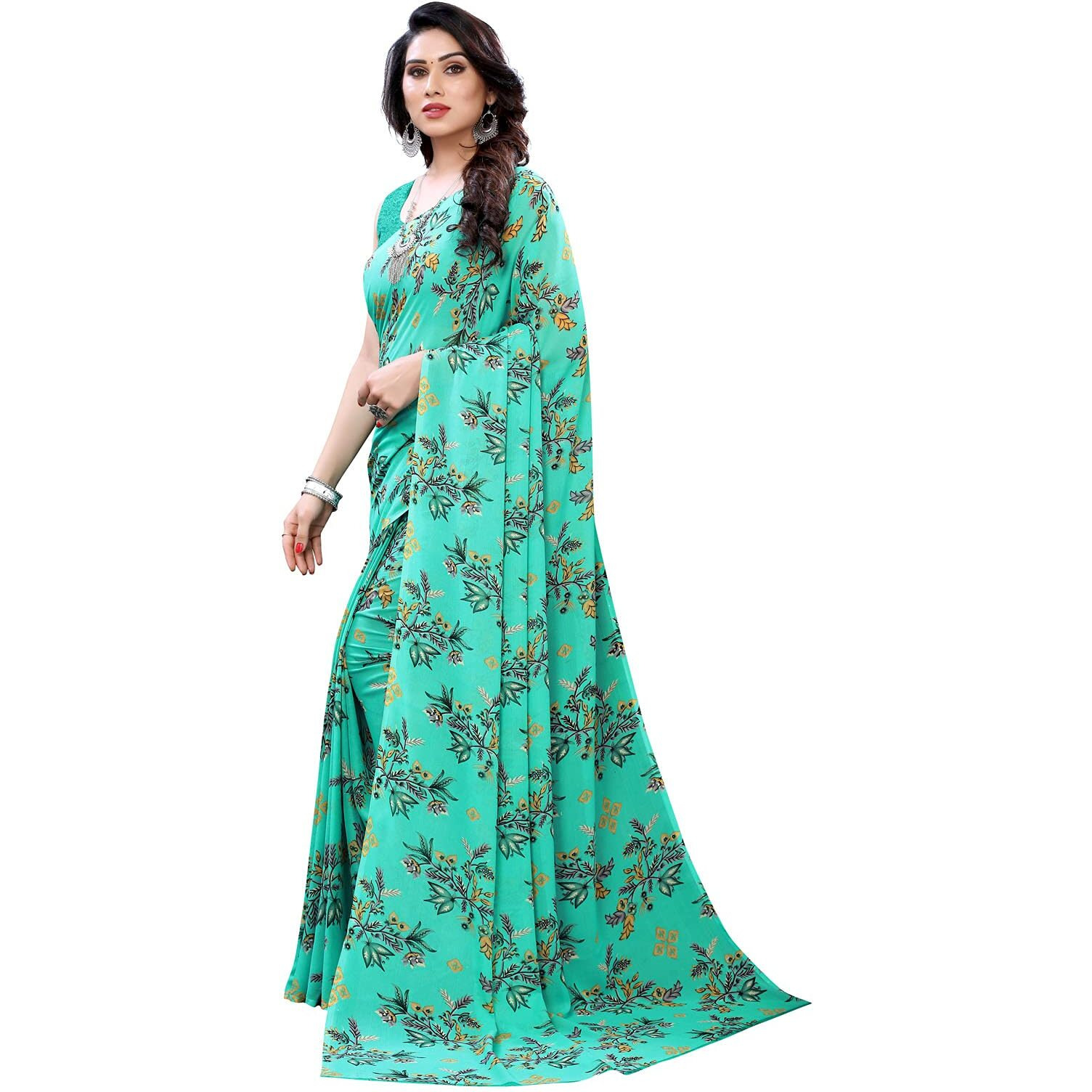Satrani Women's Woven Polyester Saree (1955St343_Green)