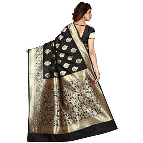 Shasmi Black And Golden Silk Blend Kanchipuram Jacquard Woven Designing Saree For Women (San Pari 6
