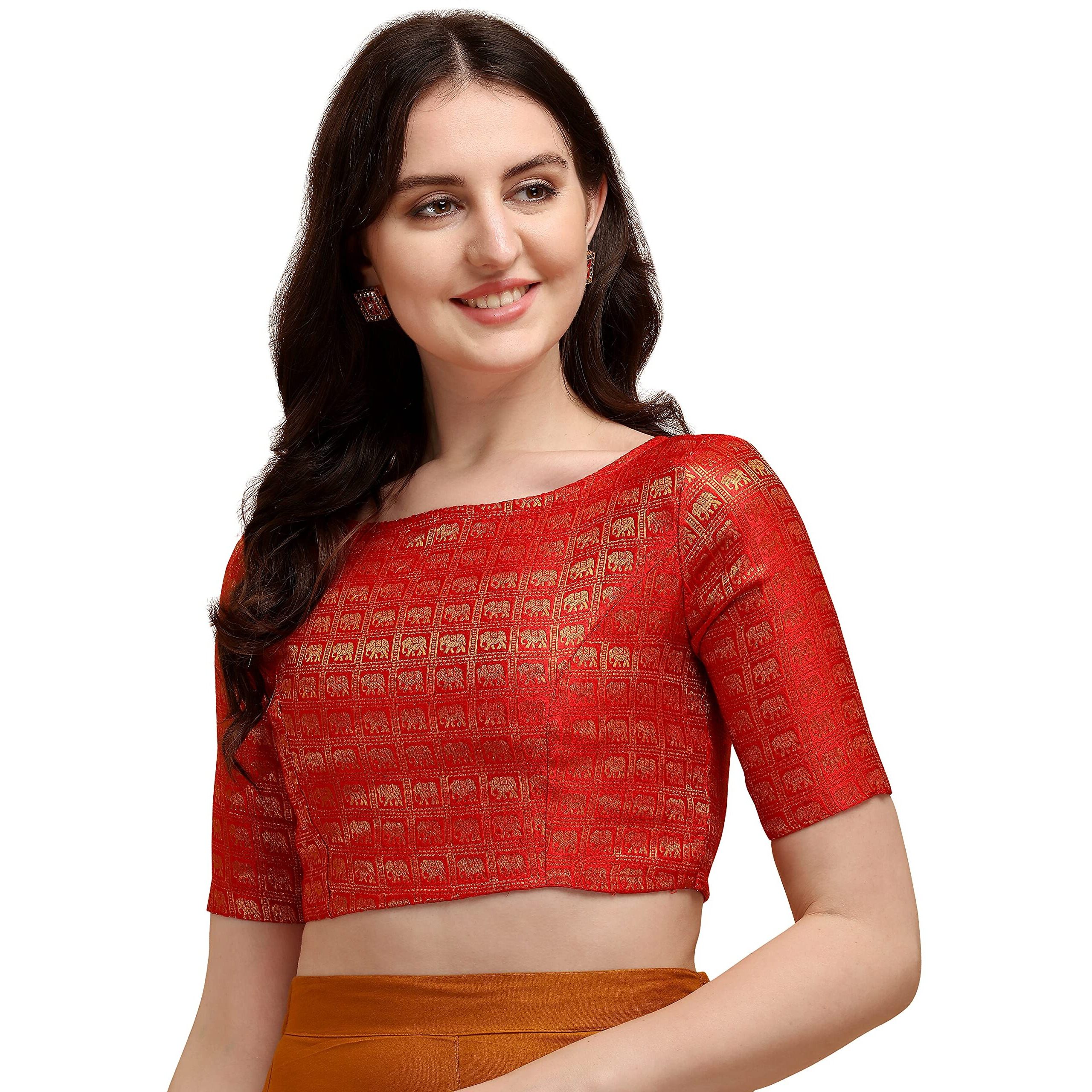 Oomph Women's Art Silk Paisley Half Sleeve Blouse (Rbbl136Xl_Scarlet Red_Xl)